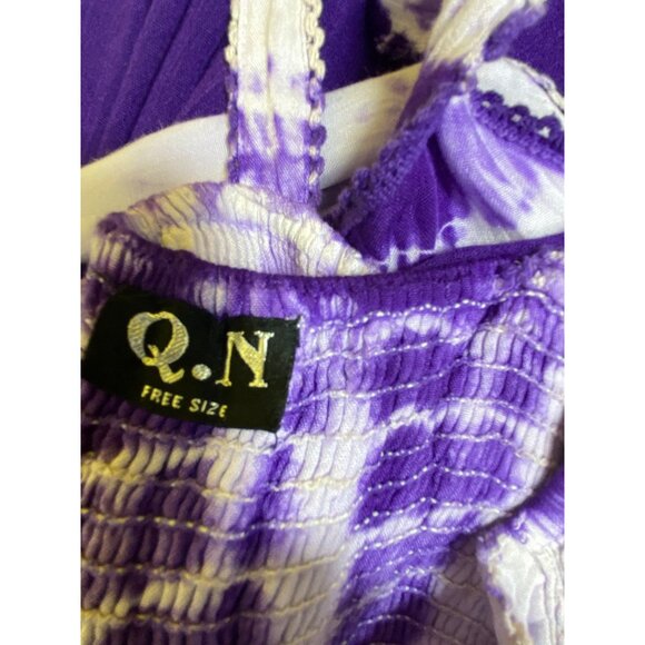 Purple & White Tie-Dye Maxi Dress Flowy Hippie Boho Sundress Sexy‎ One size Cute - Picture 3 of 3